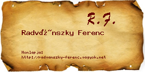 Radvánszky Ferenc névjegykártya