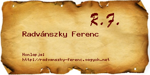 Radvánszky Ferenc névjegykártya