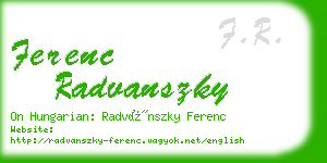 ferenc radvanszky business card